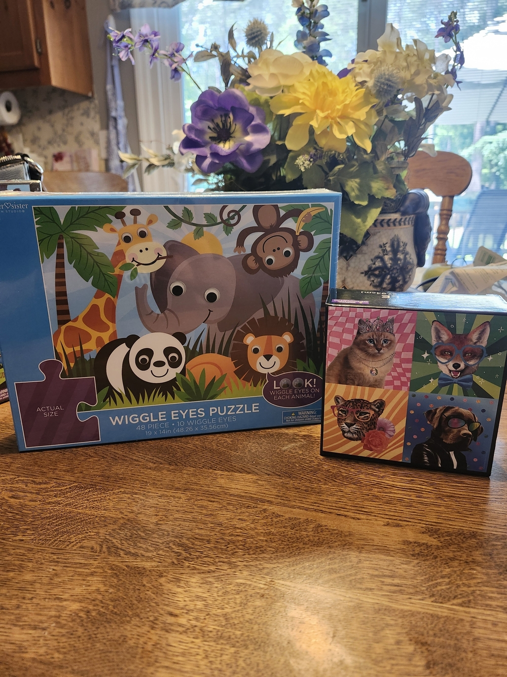 Wiggle Eyes Puzzle for Kids - Colorful Jungle Animals (Blue)